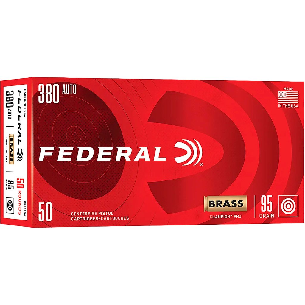 Federal Handgun Ammo 380 Auto 95 gr. FMJ Champion 50 rd.