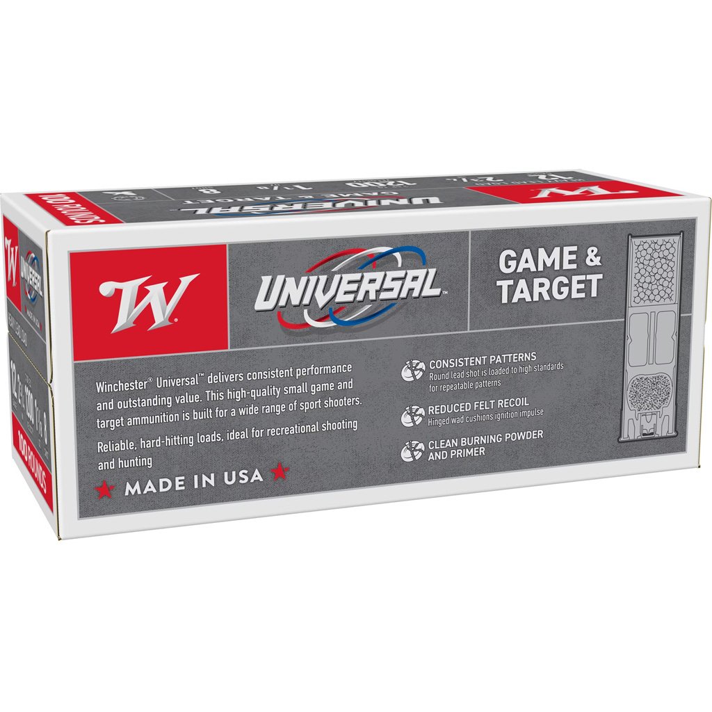 Winchester Universal Light Target Shotshell 12 ga. 2 3/4 in. 1 1/8 oz. 8 Shot 100 rd.