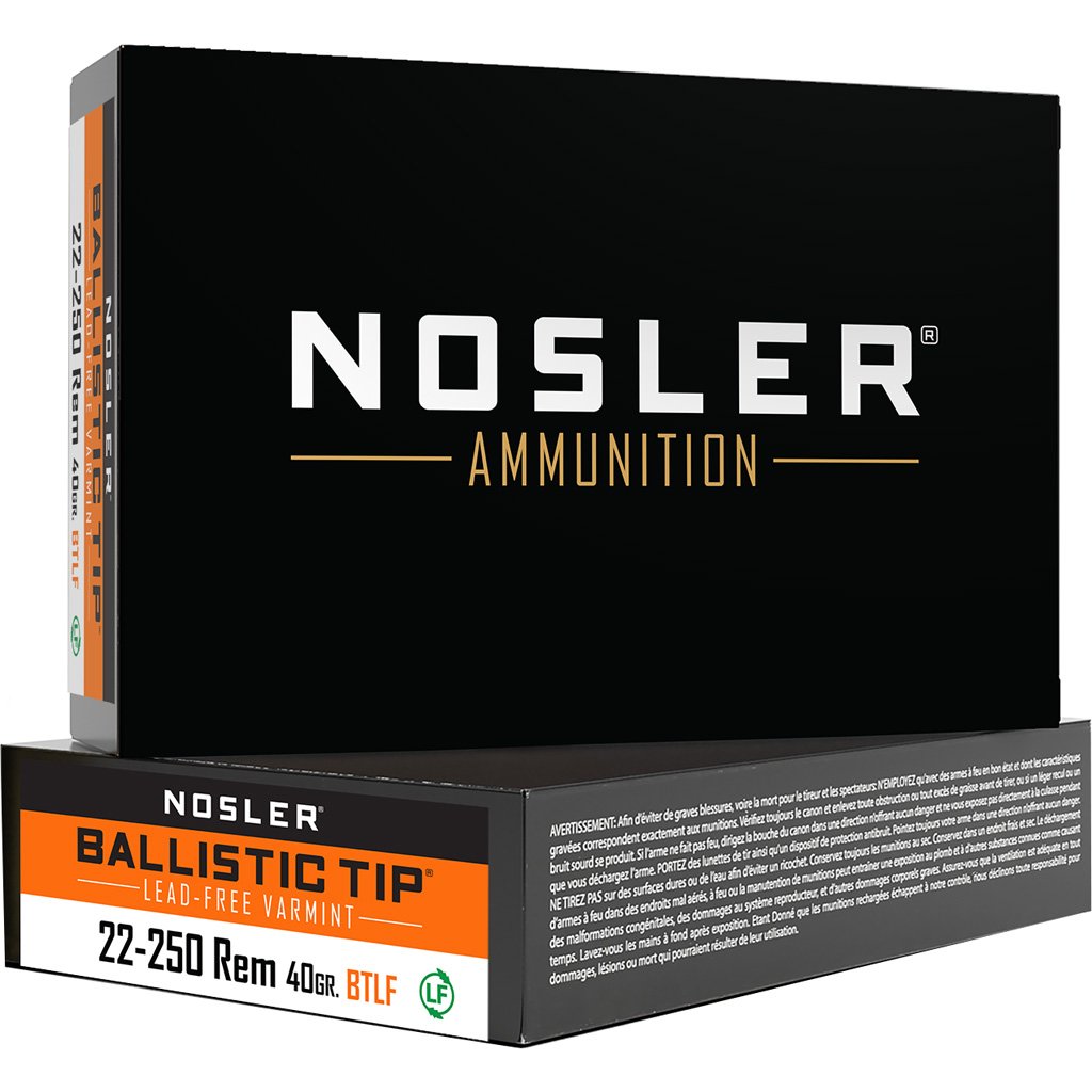 Nosler Varmint Ballistic Tip Rifle Ammunition 22-250 Rem. 40 gr. BTLF SP 20 rd.