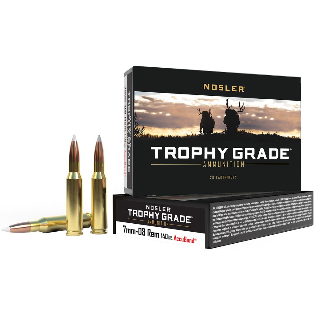 Nosler Trophy Grade Rifle Ammunition 7mm-08 Rem. 140 gr. AB SP 20 rd.