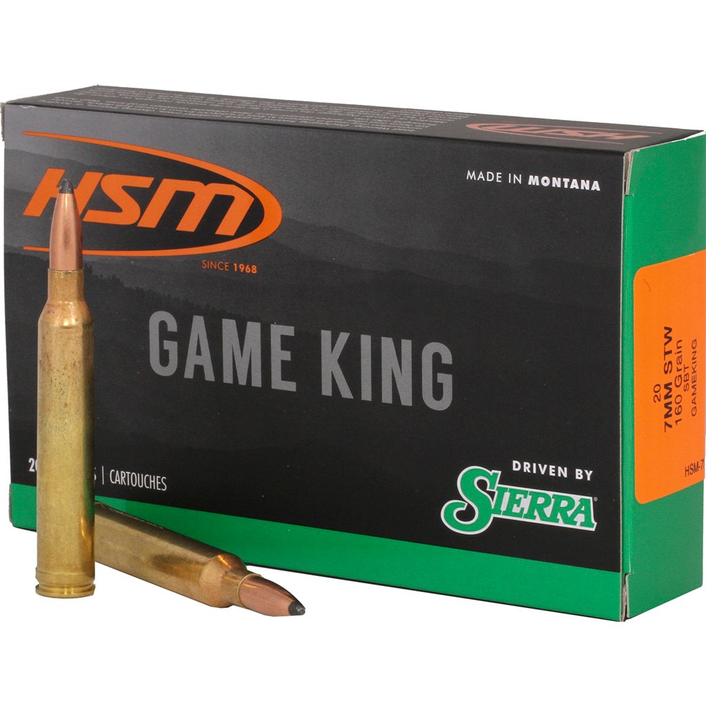HSM Game King Rifle Ammunition 7mm STW Sierra Spitzer BT 160 gr. 20 rd.