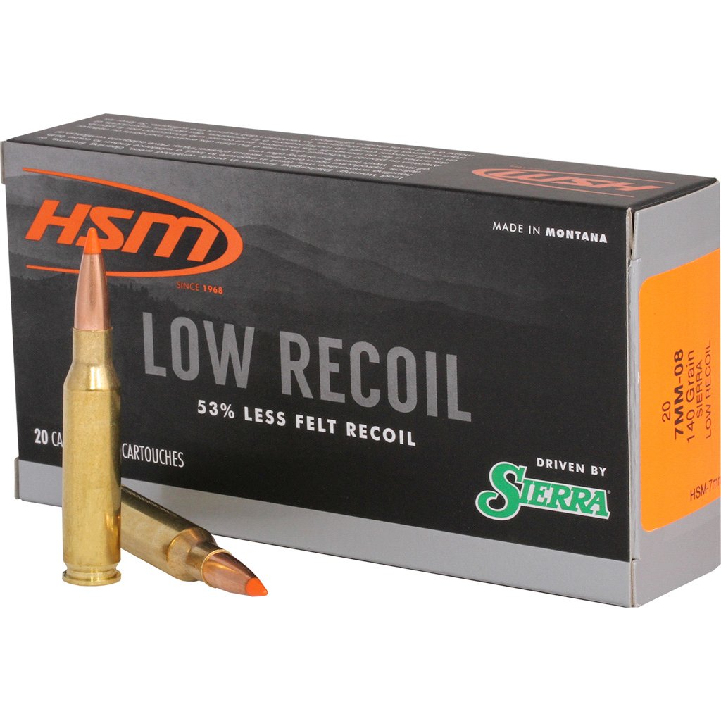 HSM Low Recoil Rifle Ammunition 7mm-08 Rem. Sierra 140 gr. 20 rd.