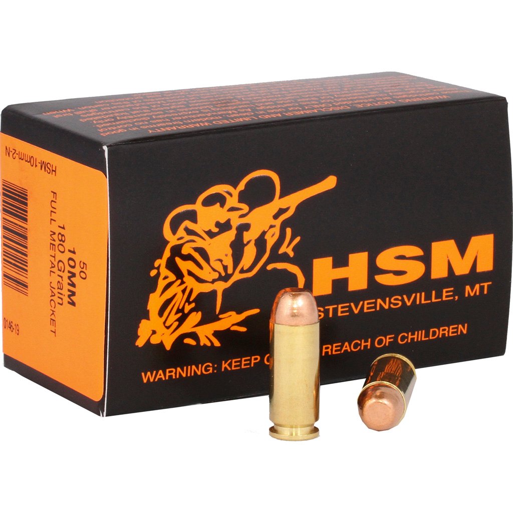 HSM Training Handgun Ammunition 10mm Auto FMJ 180 gr. 50 rd.