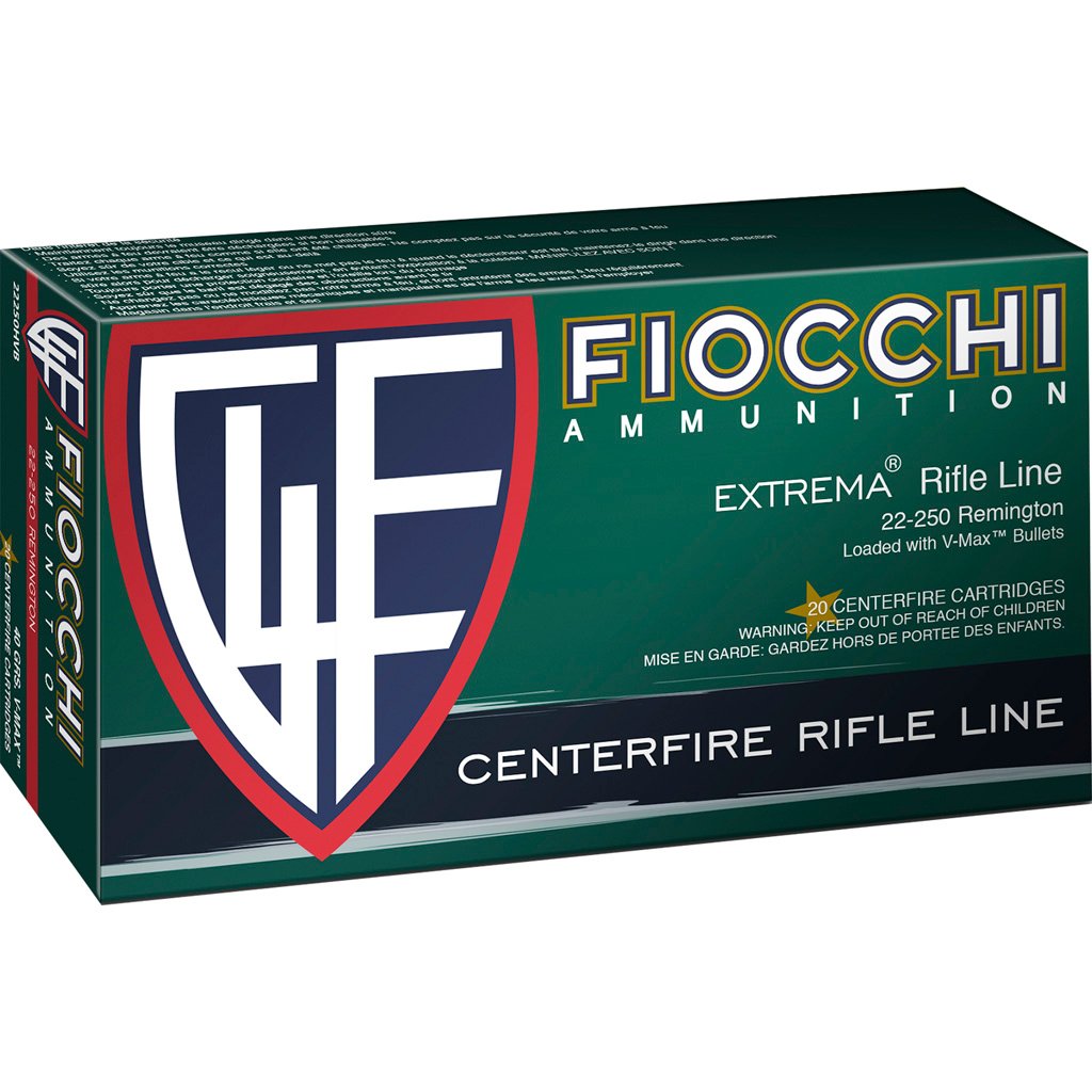 Fiocchi FXT Centerfire Rifle Ammo 22-250 Rem. 40 gr. V-Max 20 rd.