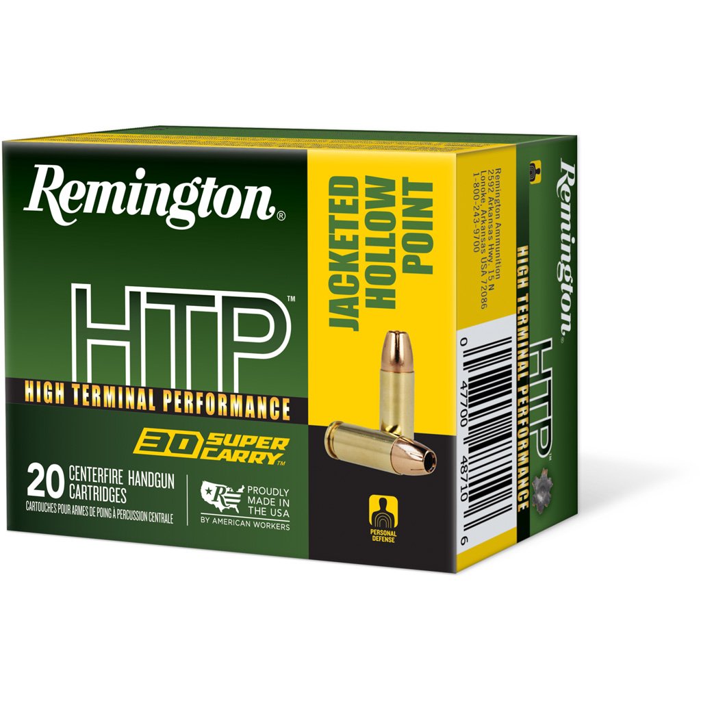 Remington HTP Handgun Ammo 30 Super Carry 100 gr. JHP HTP 20 rd.