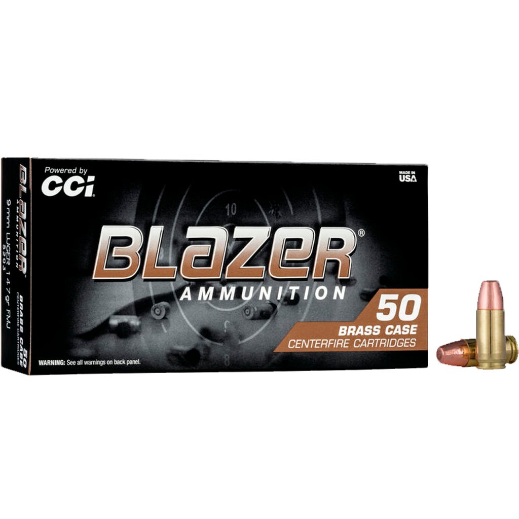 CCI Blazer Brass Pistol Ammo 9mm 147 gr. FMJ 50 rd.