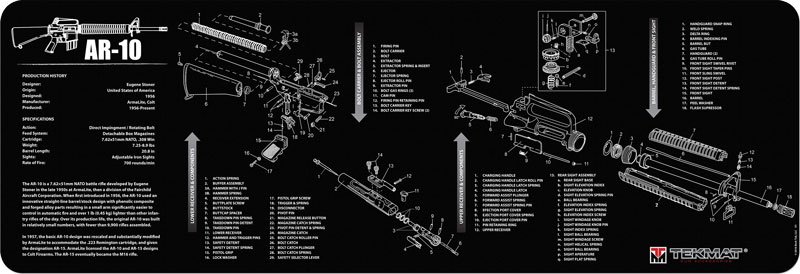 TEKMAT ARMORERS BENCH MAT - 12"X36" AR-10 BLACK