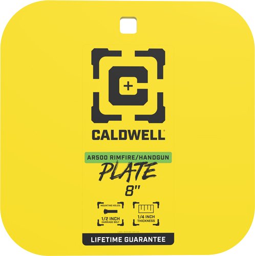 CALDWELL AR500 8" GONG TARGET - 1/4" RIMFIRE/HANDGUN STEEL YLW