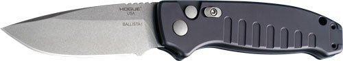 HOGUE BALLISTA-I BUTTON AUTO - DROP POINT TUMBLED BLK 3.5"