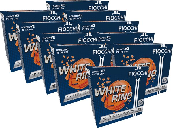FIOCCHI WHITE RINO 12GA 2.75" - 1-1/8OZ #7.5 1250FPS 250R CASE