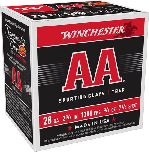 WINCHESTER AA 28GA 2.75" 3/4OZ - #7.5 1300FPS 250RD CASE LOT