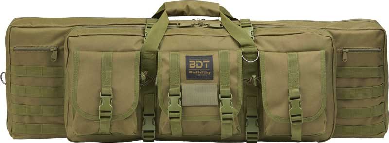 BULLDOG 43" 2 GUN TACTICAL CSE - 3 LARGE ACCESSORY POCKETS GRN