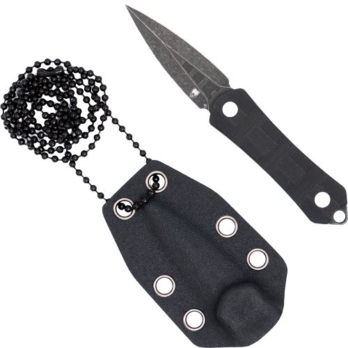 COBRATEC GUARDIAN NECK KNIFE - 1.99" D2 STONEWASH DAGGER W/SH