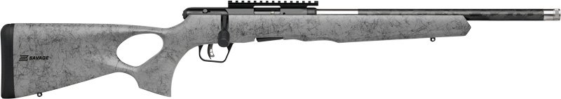 SAVAGE B22 22WMR TIMBERLITE - THUMBHOLE 18" CF 10RD GRY WOOD
