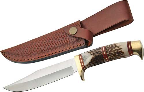 SZCO STEEL STAG 5.75" STEEL - WOLF STAG HUNTER W/SHEATH