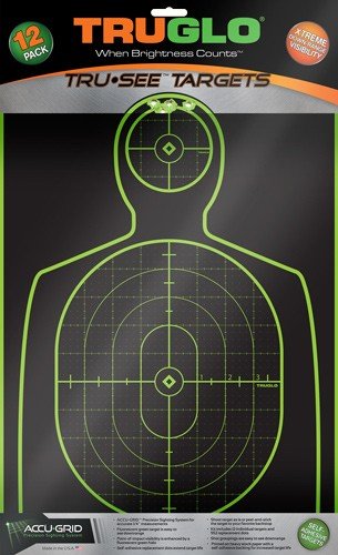 TRUGLO TRU-SEE REACTIVE TARGET - HANDGUNNER 12" X 18" 12-PACK