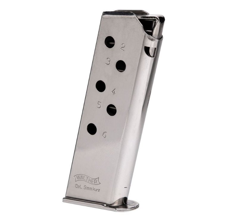 WALTHER ARMS MAGAZINE PPK 380ACP 6RD NICKEL