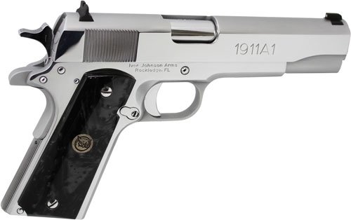 IVER JOHNSON 1911A1 38 SUPER - 5" FS 9RD CHROME BLACK PEARL