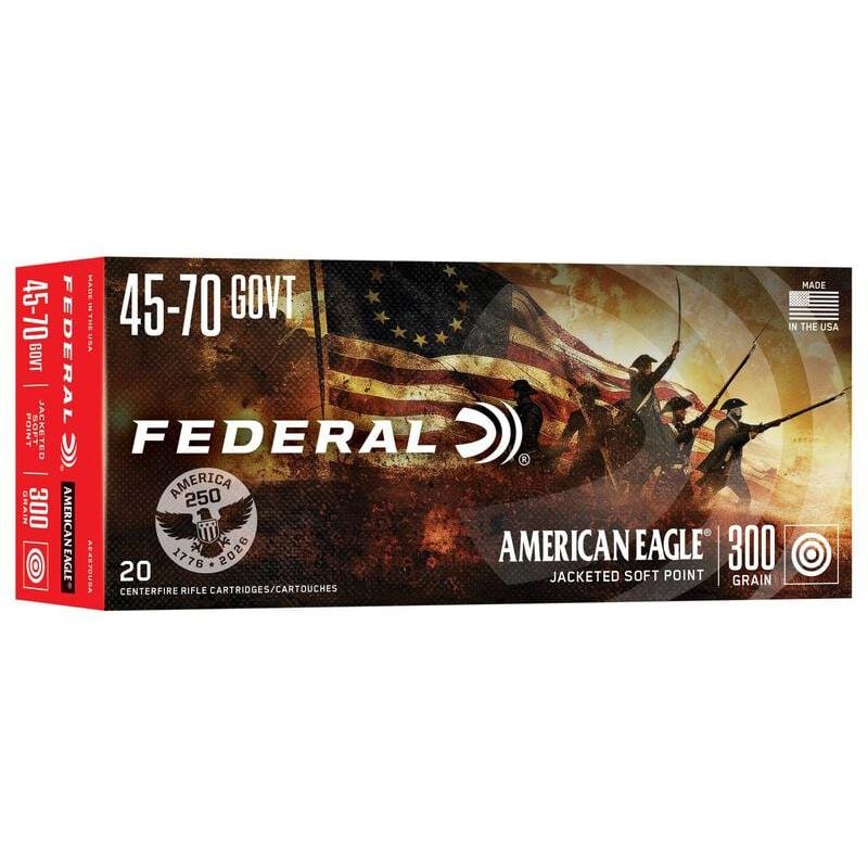 Federal American Eagle 250th Rifle Ammunition .45-70 Govt 300gr SP 1850 fps 20/ct