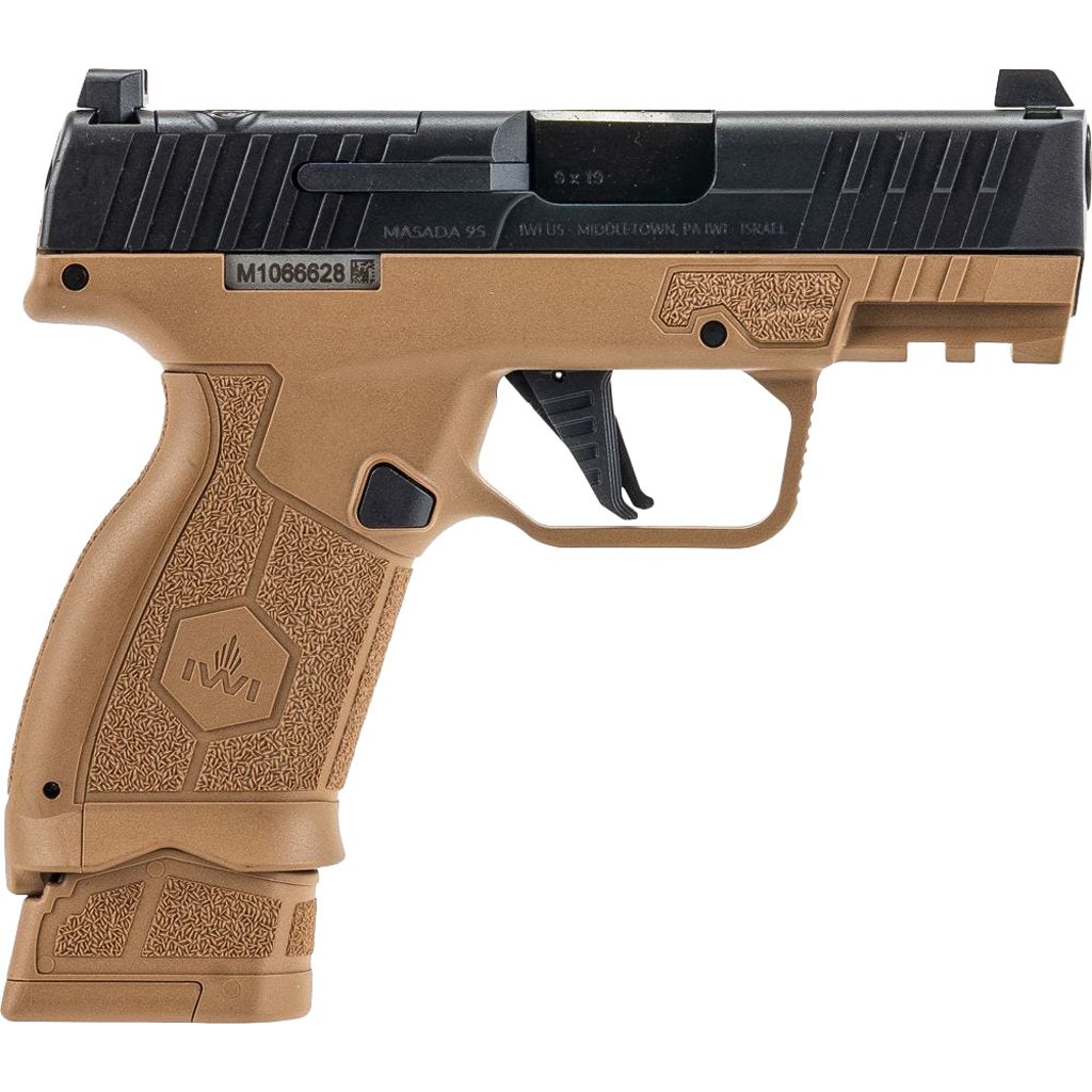 IWI MASADA Slim Elite Pistol 9mm 3.4in Coyote Brown OR 13rd/17rd w/Sleeve